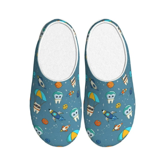Kdxio Teeth Cosmonaut Women's Men's Slippers Plush Slip-On House Slipper for Winter Indoor Soft Cushion Non-slip Fluffy Slides Slippers-8