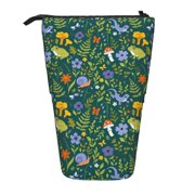 Kdxio Telescopic Pencil Bag Pen Holder Stationery Case,Stand-up Retractable Transformer Bag Organizer for Christmas HolidayForest Flora And Fauna
