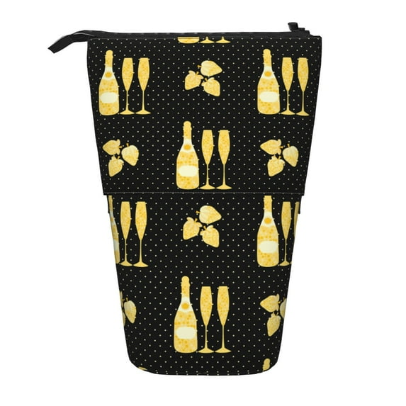 Kdxio Telescopic Pencil Bag Pen Holder Stationery Case,Stand-up Retractable Transformer Bag Organizer for Christmas Holiday(Gold Bottles)