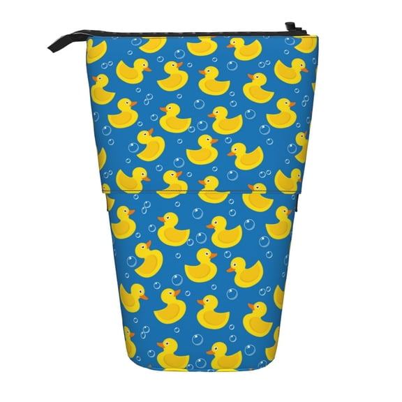Kdxio Telescopic Pencil Bag Pen Holder Stationery Case,Stand-up Retractable Transformer Bag Organizer for Christmas Holiday(Rubber Duck)