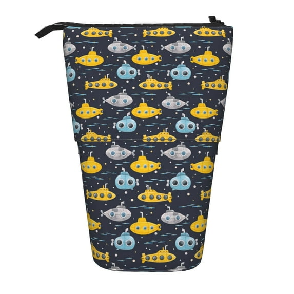 Kdxio Telescopic Pencil Bag Pen Holder Stationery Case,Stand-up Retractable Transformer Bag Organizer for Christmas Holiday(Watercolor Bathyscaphe)