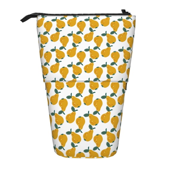 Kdxio Telescopic Pencil Bag Pen Holder Stationery Case,Stand-up Retractable Transformer Bag Organizer for Christmas Holiday(Yellow Pears)