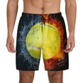 Kdxio Tennis Ball In Fire And Water Print Men's Swim Trunks with