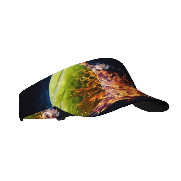Kdxio Tennis Ball In Fire1 Print Sun Visor Hat Golf Visor Adjustable Velcro Outdoor Sports Cap for Men Women