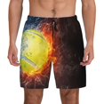 Kdxio Tennis Ball On Fire And Water Print Men's Swim Trunks with