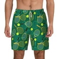 thumbnail image 1 of Kdxio Tennis Rackets And Balls Print Men'S Swim Trunks With Compression Liner 7 Inch Inseam Quick Dry Swim Shorts, 1 of 7