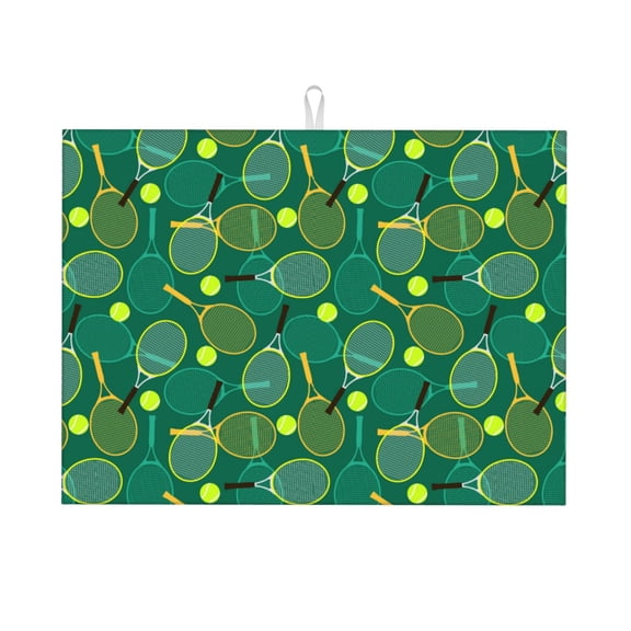 Kdxio Tennis Rackets and Balls for Dish Drying Mat,24*18 inch Absorbent Dish Drainer Kitchen Counter,Large Size Dish Drying Pad for Countertops,Draining Racks