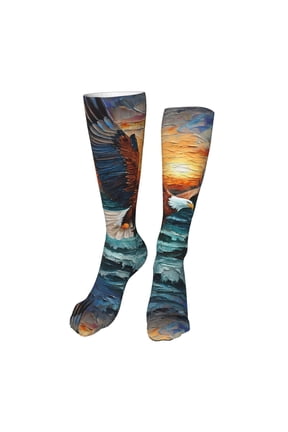 Textured Bald Eagle Funny Silky Novelty Funky Long Knee High Socks Soft 3D Print Cosplay Crazy Stockings for Men Women