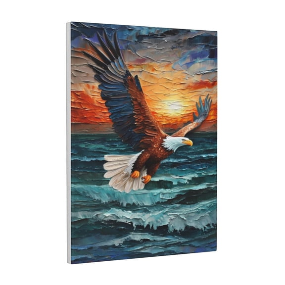 Kdxio Textured Bald Eagle Pattern Canvas Wall Art 12x16 Inches - Waterproof HD Print Solid Wood Frame for Living Room & Bathroom,Vertical