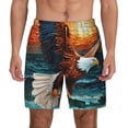 thumbnail image 1 of Kdxio Textured Bald Eagle Print Men's Swim Trunks with Compression Liner 7 Inch Inseam Quick Dry Swim Shorts, 1 of 5