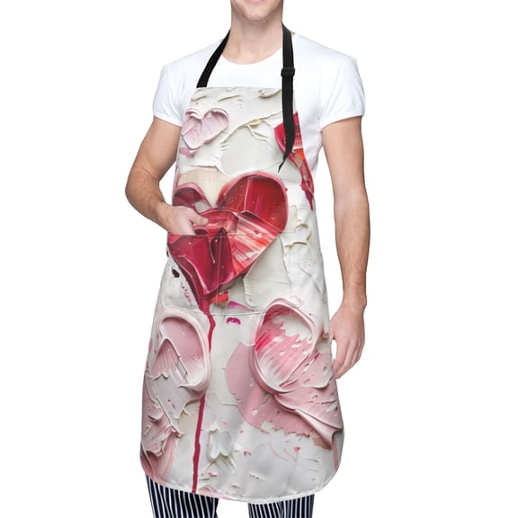 Kdxio Textured Heart Abstract Art Apron with Pockets Adjustable Kitchen Aprons for Men Women Waterproof Aprons for Cooking,Drawing,Crafting, Baking Household Cleaning