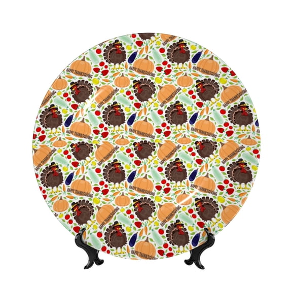Kdxio Thanksgiving Bone China Decorative Plate Ceramic Decorative Plate for Home Office Wall Stand Decorative Plates for Home Bedroom-10in