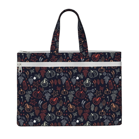 Kdxio Thanksgiving Seamless Pattern File Tote Document Bag Business Briefcase Bag Document Organizer Tote Briefcase for Letter A4 Files Business Teacher Office Bag