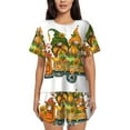 thumbnail image 1 of Kdxio Thanksgiving Truck Print Pajamas Sets for Women Short-Sleeved Pjs with Lounge Shorts Two Piece Sleepwear S-4XL, 1 of 8