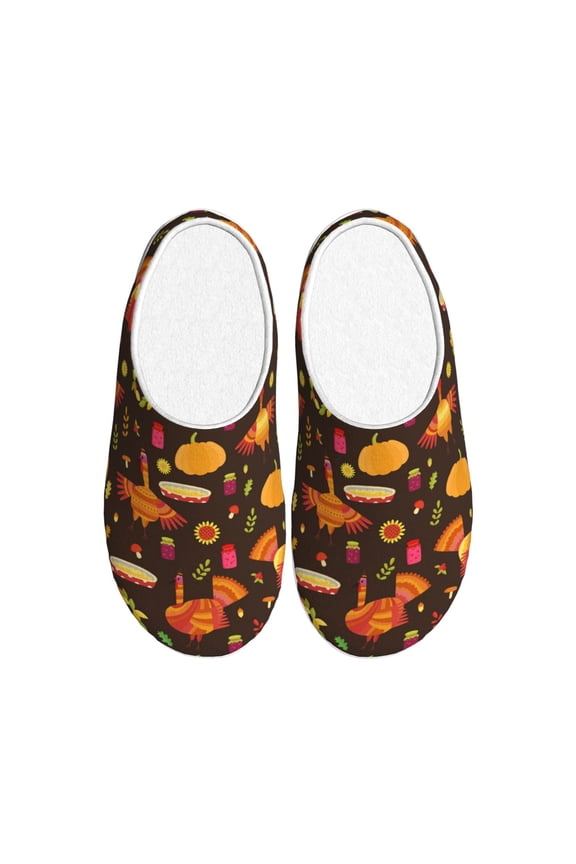 Thanksgiving Turkey Women's Men's Slippers Plush Slip-On House Slipper for Winter Indoor Soft Cushion Non-slip Fluffy Slides Slippers-11
