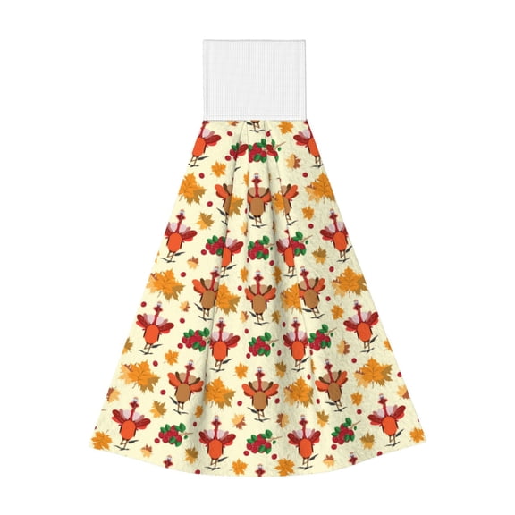 Kdxio Thanksgiving Turkeys Hand Towel with Loop Hanging Towel Absorbent Tie Towels for Kitchen Tea Bar Bathroom Decor