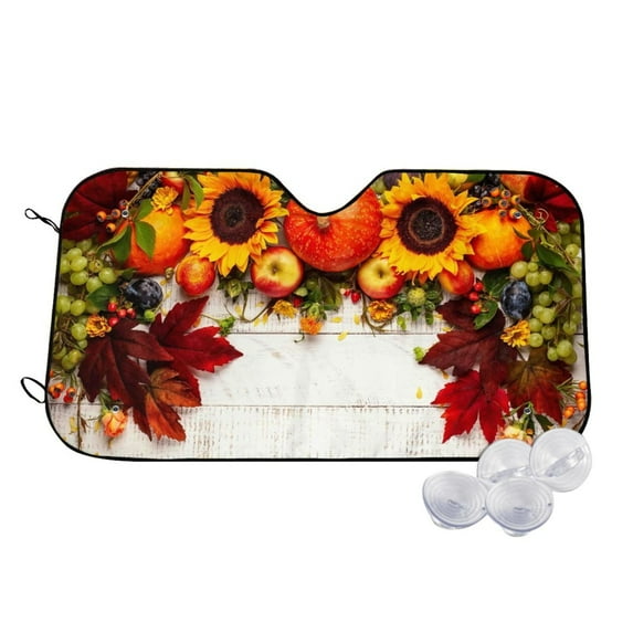 Kdxio Thanksgiving With Autumn Print Windshield Sun Shade,UV Rays and Sun Heat Protection,Sunshade for Car Windshield,Car Shade Front Windshield - Medium
