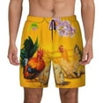 thumbnail image 1 of Kdxio The Chicken Family Rooster Hen And Chicks Print Men'S Swim Trunks With Compression Liner 7 Inch Inseam Quick Dry Swim Shorts, 1 of 7