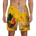 thumbnail image 1 of Kdxio The Chicken Family Rooster Hen And Chicks Print Men'S Swim Trunks With Compression Liner 7 Inch Inseam Quick Dry Swim Shorts, 1 of 7