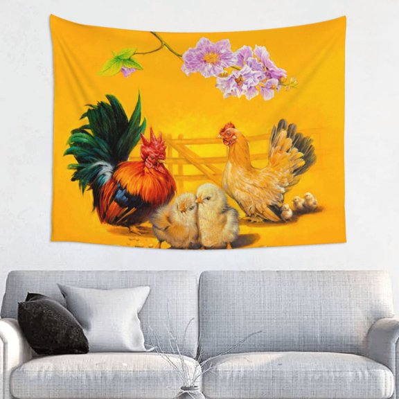 Kdxio The Chicken Family Wall Hanging Tapestries Banner For Bedroom College Dorm Home Living Room Party Decor 29X37 In