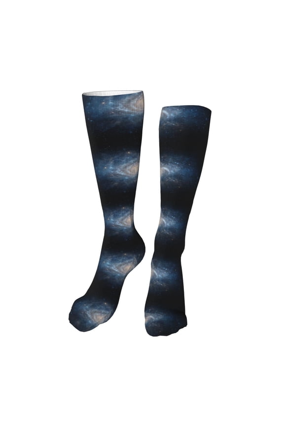 The Galaxy Funny Silky Novelty Funky Long Knee High Socks Soft 3D Print Cosplay Crazy Stockings for Men Women