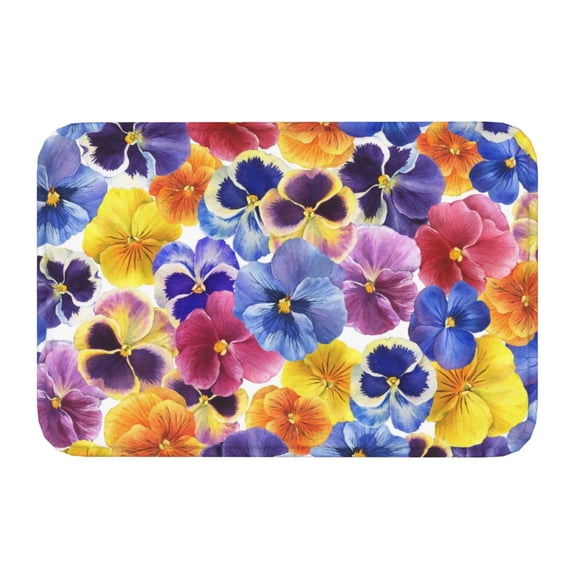 Kdxio The Garden Tricolor Pansy Flower,16" x 24", Non-Slip Front Door Mats,Outdoor Welcome Mat Washable