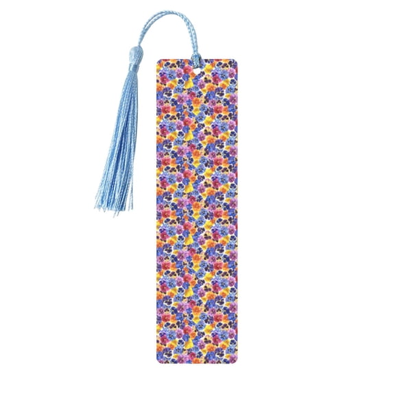 Kdxio The Garden Tricolor Pansy Flower Print Metal Tassel Bookmarks,Perfect Gift for Art Lovers and Bookworms Metal Bookmarks for Women