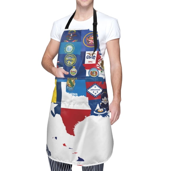 Kdxio The Map Of United States Apron with Pockets Adjustable Kitchen Aprons for Men Women Waterproof Aprons for Cooking,Drawing,Crafting, Baking Household Cleaning