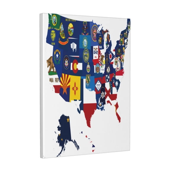 Kdxio The Map Of United States Pattern Canvas Wall Art 12x16 Inches - Waterproof HD Print Solid Wood Frame for Living Room & Bathroom,Vertical