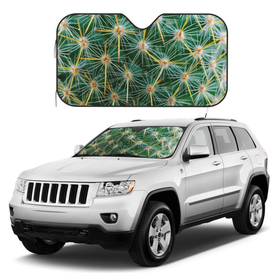 Kdxio Thorns Of Macro Cactus Print Windshield Sun Shade, Foldable Sun Blocker for Car,Truck,SUV Automotive Interior Sun Protection,Reflective Shade for Front Windshield(Small)