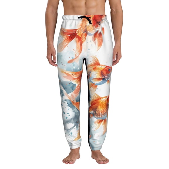 Kdxio Three Goldfish Watercolor Splash Pattern Joggers,Sweatpants for Men with Pockets-Medium