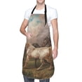 thumbnail image 1 of Kdxio Three Horses Oil Painting Apron with Pockets Adjustable Kitchen Aprons for Men Women Waterproof Aprons for Cooking,Drawing,Crafting, Baking Household Cleaning, 1 of 8