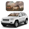 thumbnail image 1 of Kdxio Three Horses Oil Painting Print Windshield Sun Shade, Foldable Sun Blocker for Car,Truck,SUV Automotive Interior Sun Protection,Reflective Shade for Front Windshield(Medium), 1 of 7
