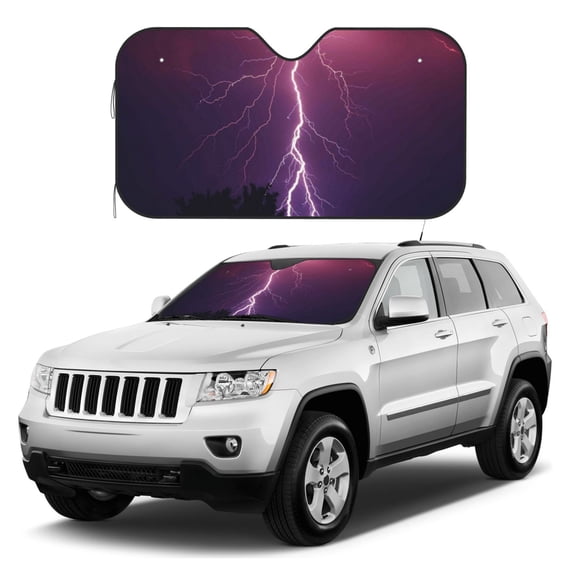 Kdxio Thunderstorm Violet Purple Print Windshield Sun Shade, Foldable Sun Blocker for Car,Truck,SUV Automotive Interior Sun Protection,Reflective Shade for Front Windshield(Medium)