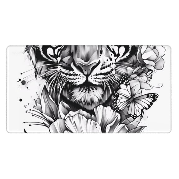 Kdxio Tiger Butterfly Floral Art Print Large Gaming Mouse Pad,Non-Slip Base,Water Resist Keyboard Pad for Gamer,Office & Home,29.5 x 15.8 in