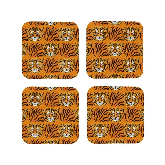 Kdxio Tiger Funny Coasters,4 Pcs Leather Coasters,Housewarming Gifts,Protect Furniture From Water Marks Scratch And Damage