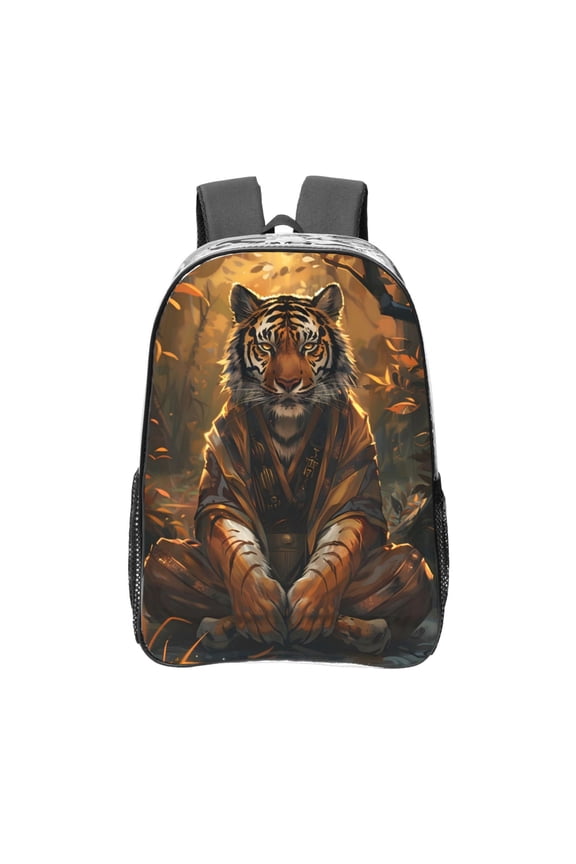 Tiger In The Fallen Leaf Forest Clear Backpack, Transparent Bookbag for School for Women Men, Capacity Clear Bag for College, Travel