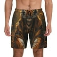 thumbnail image 1 of Kdxio Tiger In The Fallen Leaf Forest Print Men's Swim Trunks with Compression Liner 7 Inch Inseam Quick Dry Swim Shorts, 1 of 5