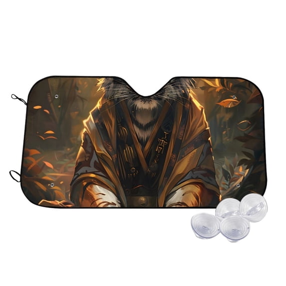 Kdxio Tiger In The Fallen Leaf Forest Print Windshield Sun Shade,UV Rays and Sun Heat Protection,Sunshade for Car Windshield,Car Shade Front Windshield - Small