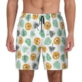 thumbnail image 1 of Kdxio Tiger Leaves Print Men's Swim Trunks with Compression Liner 7 Inch Inseam Quick Dry Swim Shorts, 1 of 7