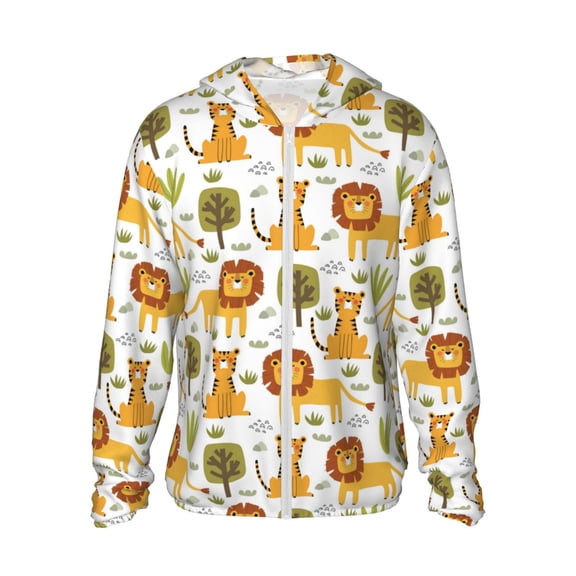 Kdxio Tiger Lion Print Women Men Sun Protection UPF 50+ Jackets Zip Up Long Sleeve Hoodie Hiking Lightweight with Pockets