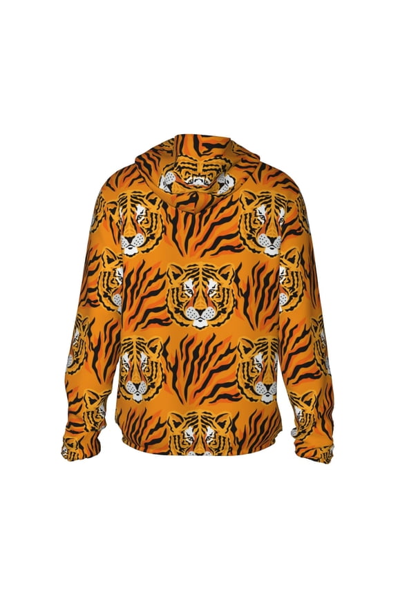 Tiger Print Women Men Sun Protection UPF 50+ Jackets Zip Up Long Sleeve Hoodie Hiking Lightweight with Pockets