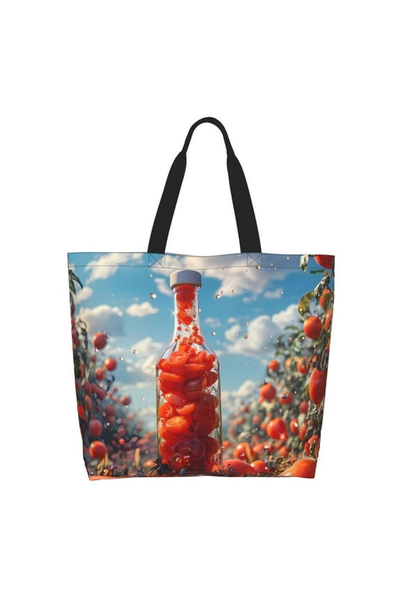 Tomato Field Bottle Casual Tote Bags Women Big Capacity Shoulder Bag for Women Travel Shoulder Bags Handbags