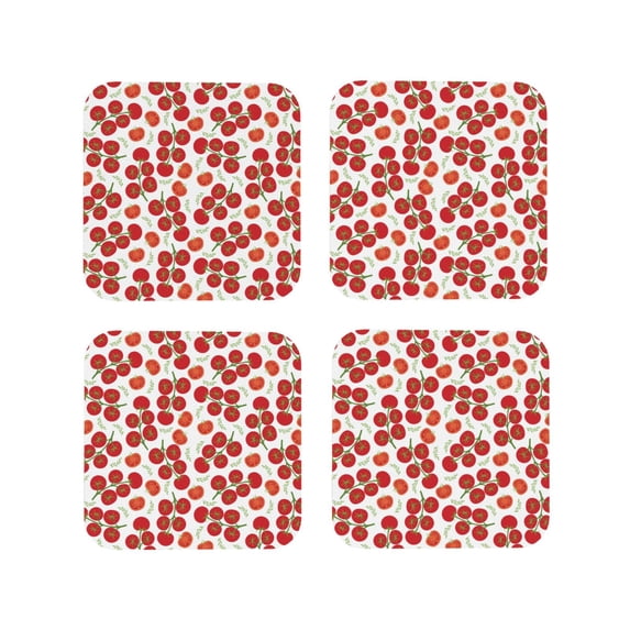 Kdxio Tomato Funny Coasters,4 Pcs Leather Coasters,Housewarming Gifts,Protect Furniture from Water Marks Scratch and Damage