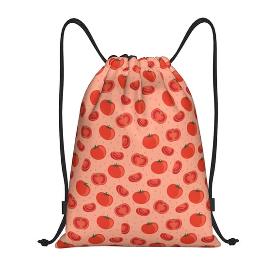 Kdxio Tomato Print Drawstring Backpack Bag,Waterproof Draw String Back Sack, Gym Drawstring Bags Swim Bag For Unisex