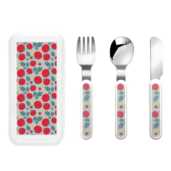 Kdxio Tomato Toddler Utensils Set - Kids Silverware Set, Set Kids Utensils Set with Case for Preschooler Children