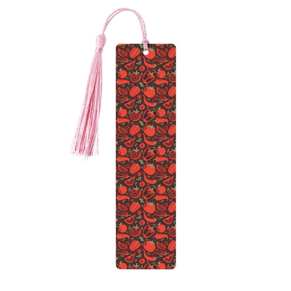 Kdxio Tomatoes And Chili Print Metal Tassel Bookmarks,Perfect Gift for Art Lovers and Bookworms Metal Bookmarks for Women