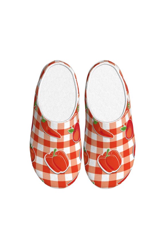 Tomatoes And Chili Women's Men's Slippers Plush Slip-On House Slipper for Winter Indoor Soft Cushion Non-slip Fluffy Slides Slippers-11