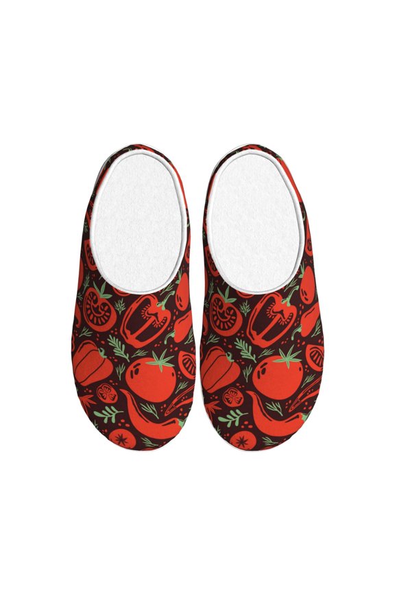 Tomatoes And Chili Women's Men's Slippers Plush Slip-On House Slipper for Winter Indoor Soft Cushion Non-slip Fluffy Slides Slippers-37/38