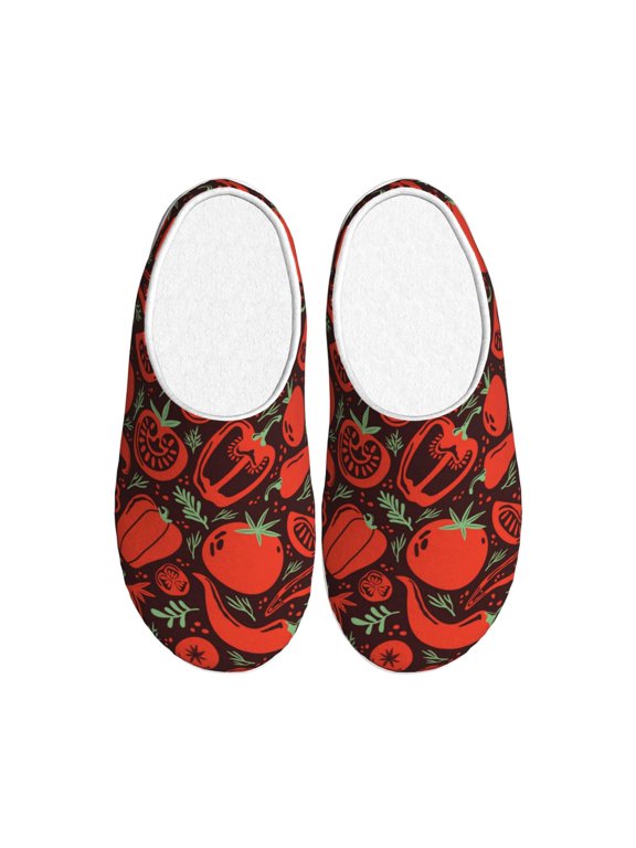 Tomatoes And Chili Women's Men's Slippers Plush Slip-On House Slipper for Winter Indoor Soft Cushion Non-slip Fluffy Slides Slippers-8